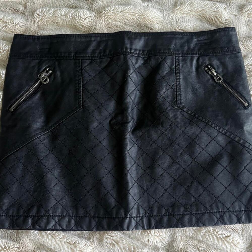 Edgy black faux leather quilted